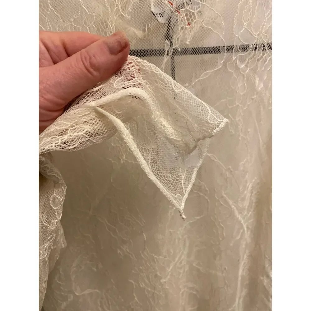 Brand New WeWoreWhat Women's Size Medium Ivory White Lace Mock Neck Top - Picture 4 of 7
